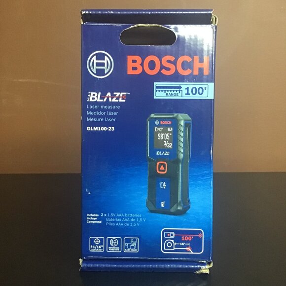 BOSCH GLM100-23 Blaze 100ft Laser Measure with Backlit Display 100' RANGE - Picture 1 of 9